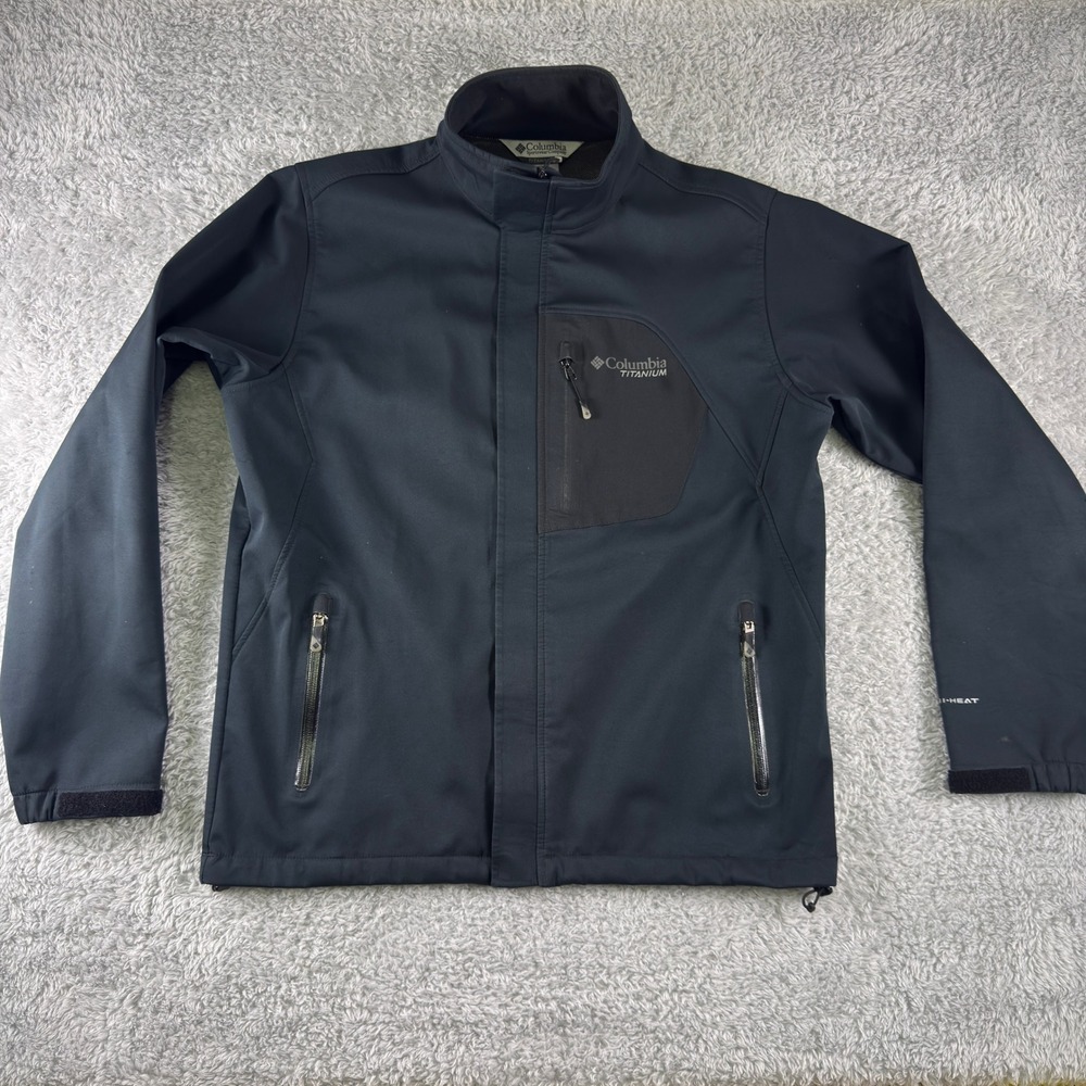 Columbia‎ Titanium Omni-Heat Softshell Jacket Mens Large Black Full Zip Outdoor